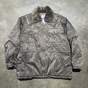 Vintage 70s Sears Work Leisure Brown Quilted Workwear Jacket